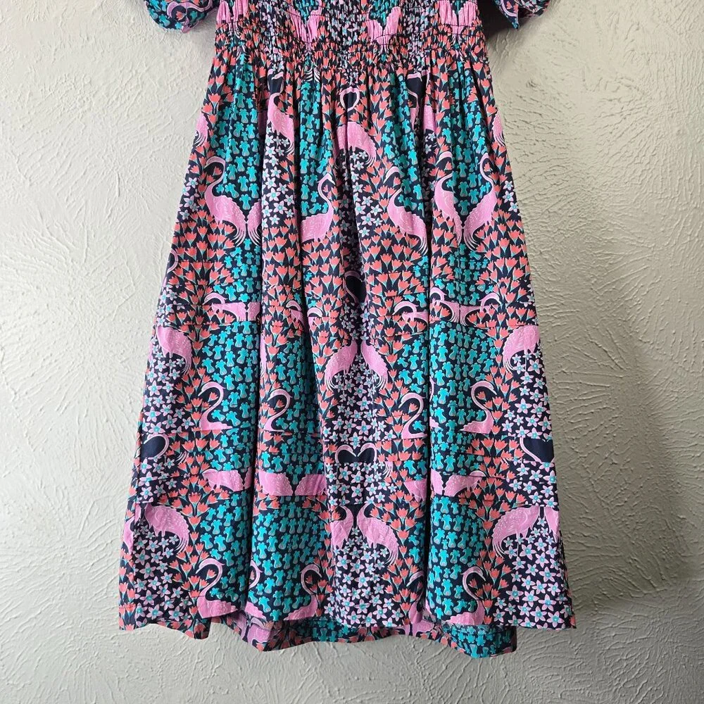 Simply Southern Dress Medium Tropical Flamingo Print Smocked BabyDoll Mini - Picture 10 of 12